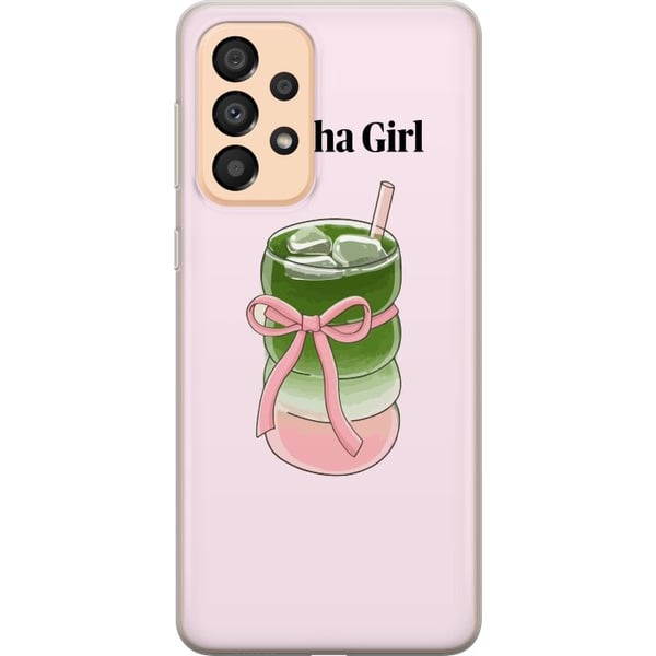 Yhteensopiva Puhelinkuori Samsung Galaxy A33 5G Matcha Girl -kuvitus – kawaii-henkinen teen inspiroima design vaaleanpunaisella rusetilla