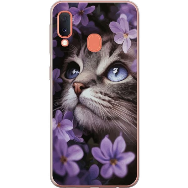 Yhteensopiva Puhelinkuori Samsung Galaxy A20e Kissa ja kukat