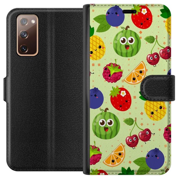 Kompatibel Tegnebogsetui til Samsung Galaxy S20 FE Frugtmønster med ananas, melon og kirsebær, farverigt design, der spreder glæde og sommerenergi