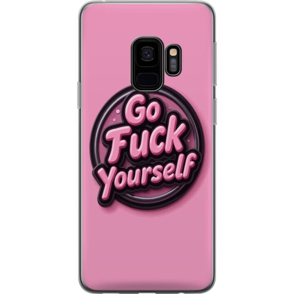Kompatibel Mobilcover til Samsung Galaxy S9 Rund lyserød emblemform med hævet tekst, legende grafisk design med bløde former og popæstetisk udtryk