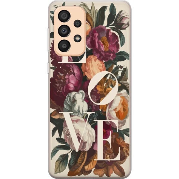 Yhteensopiva Puhelinkuori Samsung Galaxy A33 5G Love-kukkakuvio pioneilla vintage-tyyliin, romanttinen ja lämmin design sinulle, joka rakastat klassi
