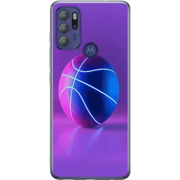 Kompatibel Mobilcover til Motorola Moto G60S Basketballplakat neon basketball sport glødende lilla blå retrobane atlet sportsdesign kunst