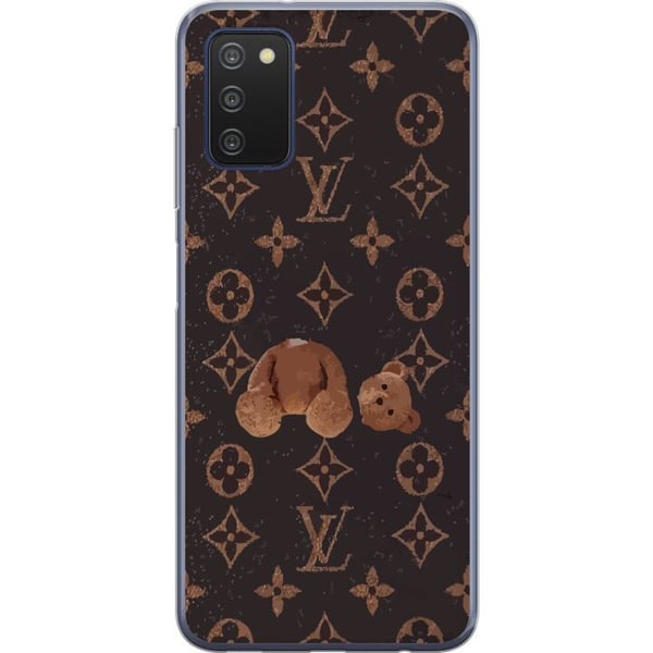 Kompatibelt Mobildeksel til Samsung Galaxy A03s Luksuriøst monogrammønster med ødelagt bamse i mørk, moteinspirert estetikk