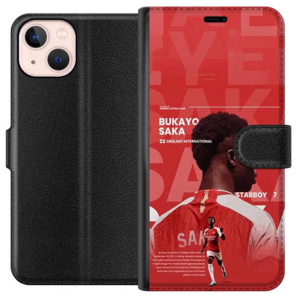 Kompatibelt Lommeboketui til Apple iPhone 13 mini Bukayo Saka Arsenal England 16 målgivende pasninger til tross for skade fotball ving rask kreativ o Kompatibelt Lommeboketui til Apple iPhone 13 mini Bukayo Saka Arsenal England 16 målgivende pasninger til tross for skade fotball ving rask kreativ o