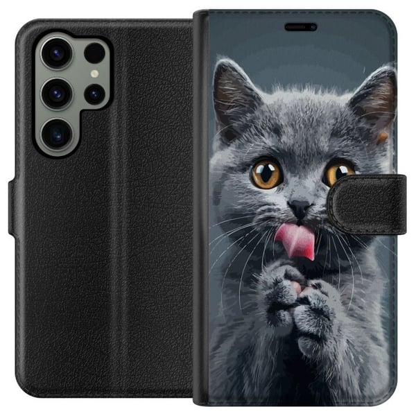 Kompatibel Tegnebogsetui til Samsung Galaxy S23 Ultra Kat Kompatibel Tegnebogsetui til Samsung Galaxy S23 Ultra Kat
