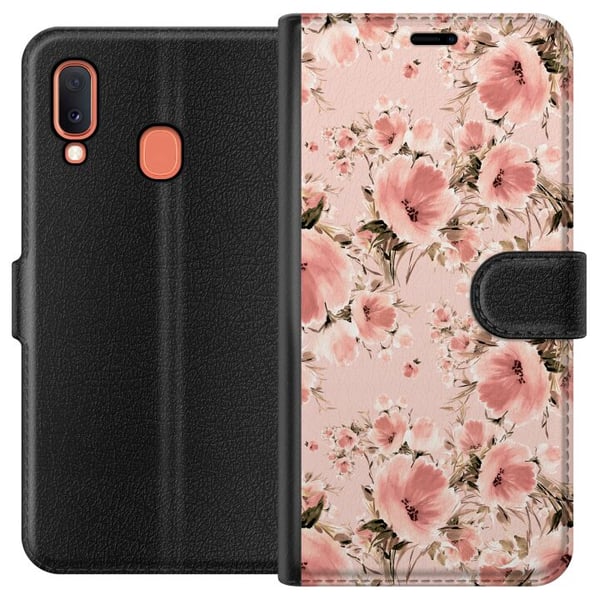 Kompatibelt Plånboksfodral till Samsung Galaxy A20e Blommor Kompatibelt Plånboksfodral till Samsung Galaxy A20e Blommor