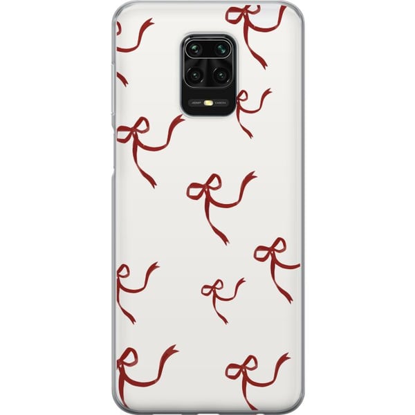 Kompatibel Mobilcover til Xiaomi Redmi Note 9S Elegant mønster med røde silkebåndsrosetter på lys baggrund for en romantisk og tidløs stemning