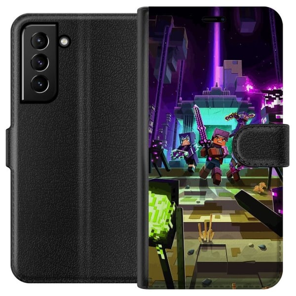 Kompatibelt Lommeboketui til Samsung Galaxy S21+ 5G Minecraft Kompatibelt Lommeboketui til Samsung Galaxy S21+ 5G Minecraft