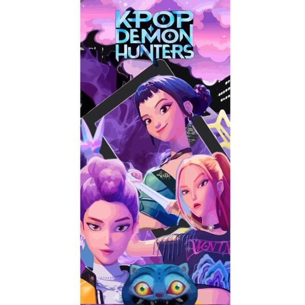 Yhteensopiva Lompakkokotelo Apple iPhone 13 Pro K-Pop Demon Hunters -animevaikutteinen futuristinen kaupunki, jossa on kolme sankaritarta ja purppura