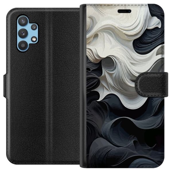 Kompatibelt Plånboksfodral till Samsung Galaxy A32 5G Silke Svart / Vitt Kompatibelt Plånboksfodral till Samsung Galaxy A32 5G Silke Svart / Vitt