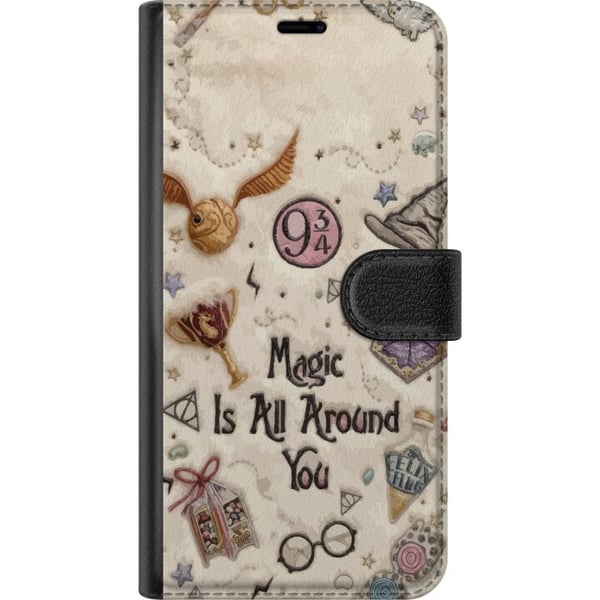 Kompatibelt Plånboksfodral till Samsung Galaxy S9+ Broderad magisk illustration med symboler citat och fantasivärld i drömsk sagostil