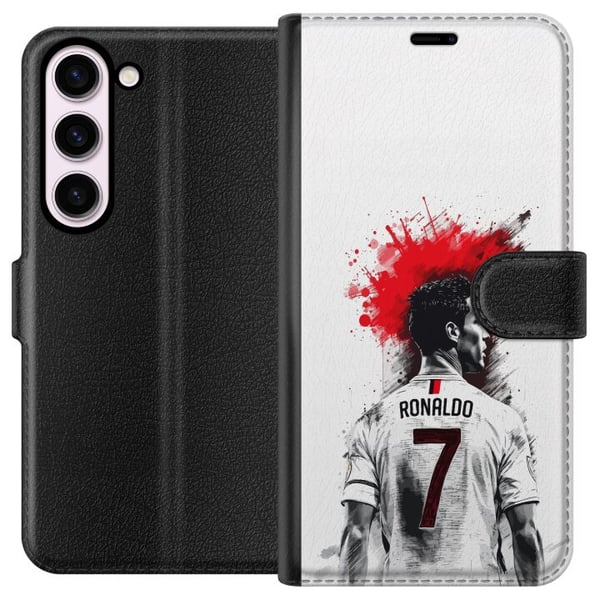 Kompatibel Tegnebogsetui til Samsung Galaxy S23 Ronaldo Red Energy-motiv med Cristiano Ronaldo i stiliseret rød-hvidt design med en kraftfuld følelse Kompatibel Tegnebogsetui til Samsung Galaxy S23 Ronaldo Red Energy-motiv med Cristiano Ronaldo i stiliseret rød-hvidt design med en kraftfuld følelse