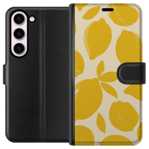 Kompatibel Tegnebogsetui til Samsung Galaxy S23 Citrus citroner citrontryk gul frugt køkken sommer retro design mønster inspiration frisk køkkenstil Kompatibel Tegnebogsetui til Samsung Galaxy S23 Citrus citroner citrontryk gul frugt køkken sommer retro design mønster inspiration frisk køkkenstil