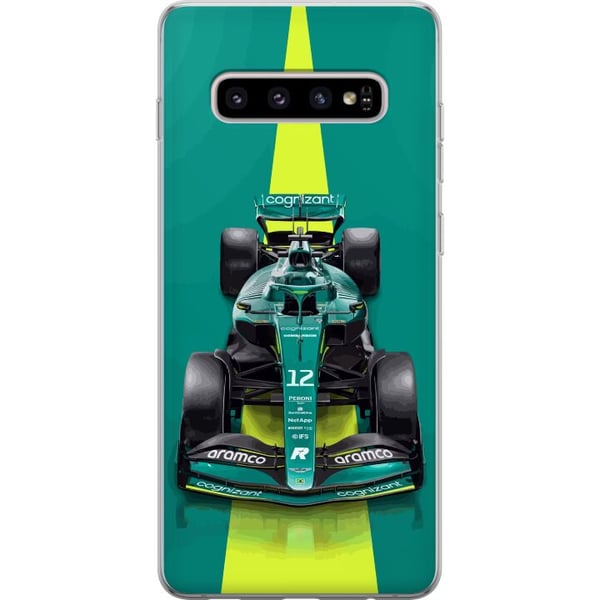 Kompatibel Mobilcover til Samsung Galaxy S10+ Grøn formelbil i moderne racingdesign med stilren studiefølelse
