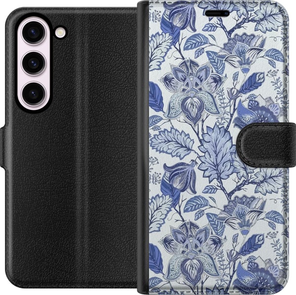 Kompatibel Tegnebogsetui til Samsung Galaxy S23 Blomster Blå...