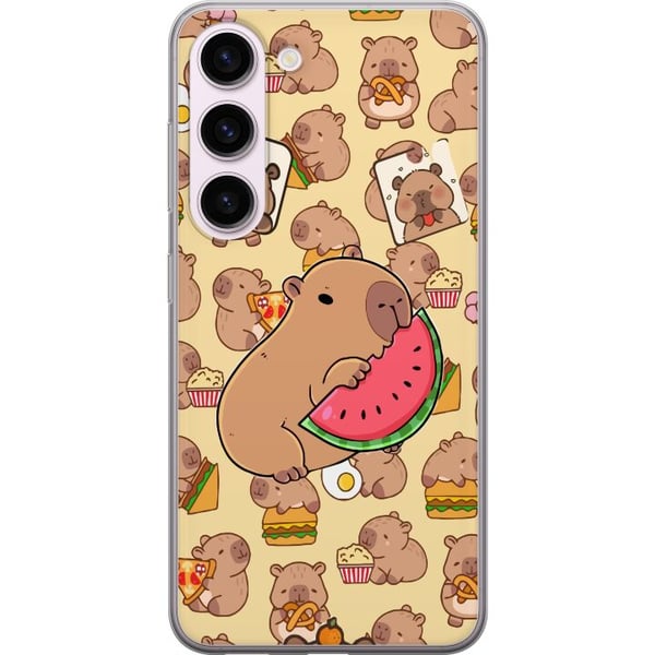 Kompatibelt Mobildeksel til Samsung Galaxy S23 Capybara Snack Tid Søte kapibarer nyter vannmelon pizza og popcorn i en varm og leken design som sprer