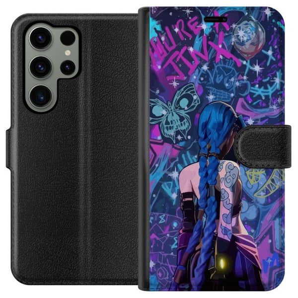 Kompatibel Tegnebogsetui til Samsung Galaxy S23 Ultra Farverig graffitiillustration med blåhåret karakter i urban neonstil og kreativ energi