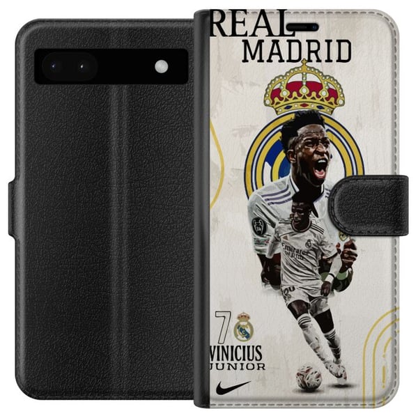 Yhteensopiva Lompakkokotelo Google Pixel 6a Real Madrid Vinícius Júnior hyökkääjä numeron 7 paidassa seuran logo valkoinen peliasu energinen poseerau