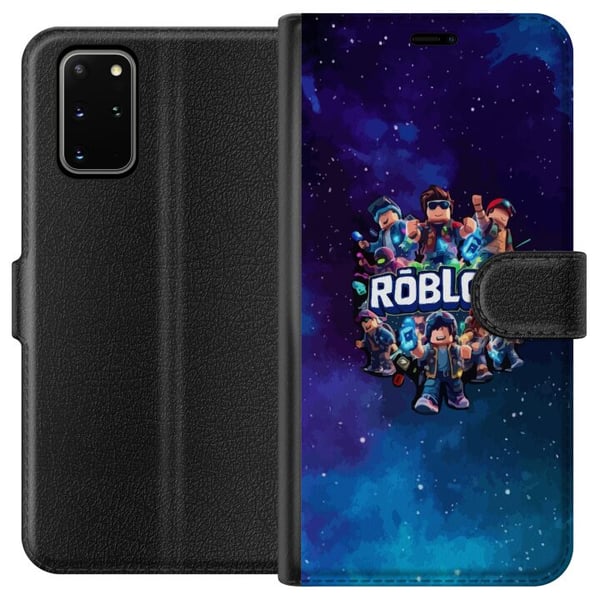 Kompatibelt Plånboksfodral till Samsung Galaxy S20+ Roblox gamingdesign med avatarer galaxbakgrund blå och lila toner populär Roblox stil episk carto