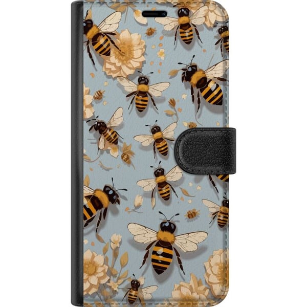 Kompatibelt Plånboksfodral till Samsung Galaxy A32 5G Bin och blommor blå bakgrund naturinspirerad design med charm och färg för somrigt uttryck