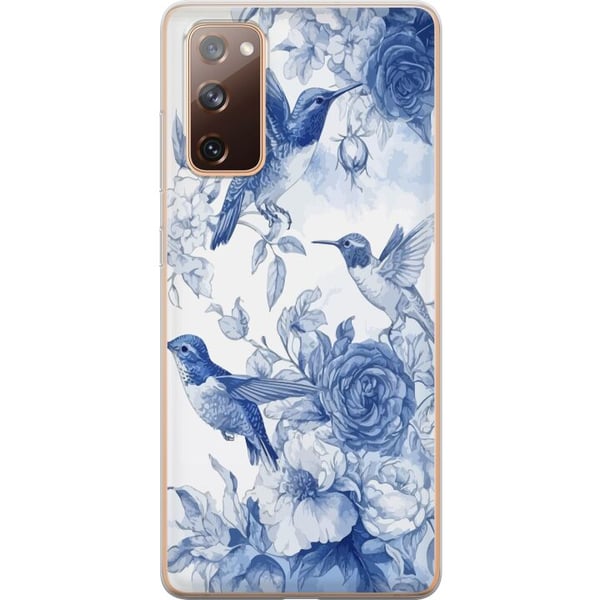 Kompatibelt Mobildeksel til Samsung Galaxy S20 FE Blått mønster med fugler og blomster retro