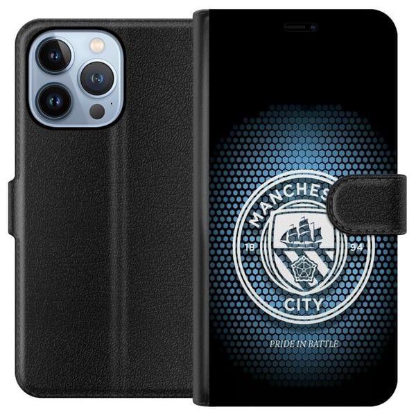 Kompatibelt Plånboksfodral till Apple iPhone 13 Pro Manchester City fotboll Erling Haaland blå klubbdesign illustration