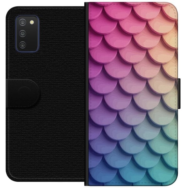 Kompatibelt Lommeboketui til Samsung Galaxy A03s Skjellete pastellmønster med myke overlappende former i rosa, lilla og blå toner som skaper et harmo