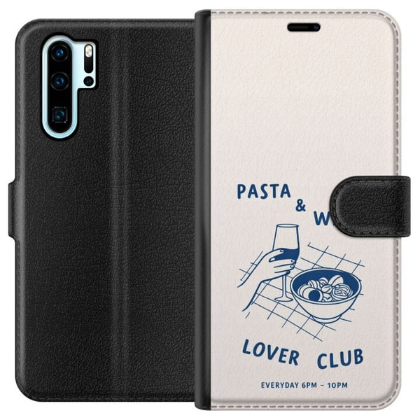 Kompatibel Tegnebogsetui til Huawei P30 Pro Pasta vin og hverdagsromantik i grafisk stil