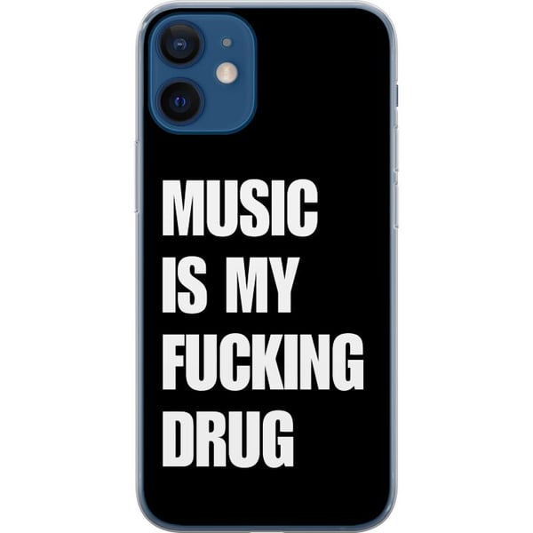 Kompatibelt Mobilskal till Apple iPhone 12 Tydlig svart bakgrund med stark vit text som uttrycker passion för musik i kraftfull rakt modern stil, ett