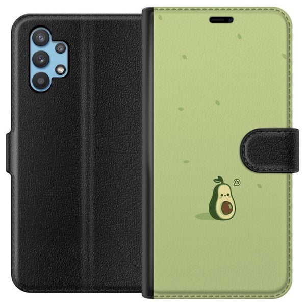 Kompatibelt Plånboksfodral till Samsung Galaxy A32 5G Söt avokadodesign i grönt gullig modern illustration som sprider glädje och frisk energi