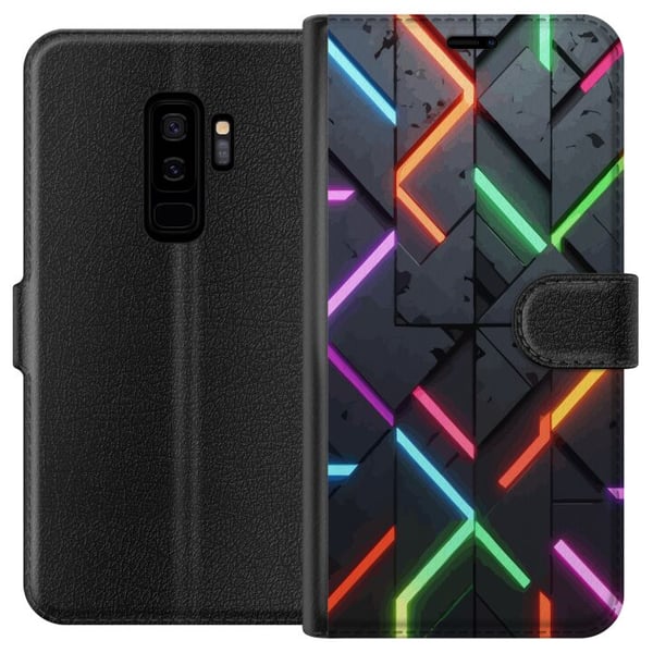 Kompatibelt Plånboksfodral till Samsung Galaxy S9+ Modernt neonmönster med skarpa ljuslinjer Kompatibelt Plånboksfodral till Samsung Galaxy S9+ Modernt neonmönster med skarpa ljuslinjer