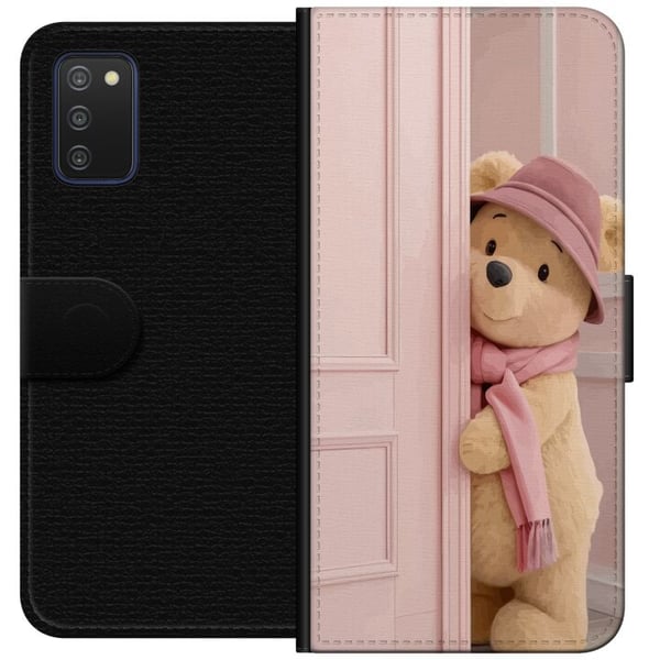 Kompatibelt Lommeboketui til Samsung Galaxy A03s Beige bamse med hatt og skjerf, romantisk lys design med varm tone og en myk, stilren følelse