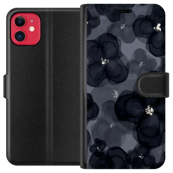 Kompatibel Tegnebogsetui til Apple iPhone 11 Abstrakt mørkt blomstermønster i sortgrå toner med en elegant, dramatisk og moderne følelse Kompatibel Tegnebogsetui til Apple iPhone 11 Abstrakt mørkt blomstermønster i sortgrå toner med en elegant, dramatisk og moderne følelse