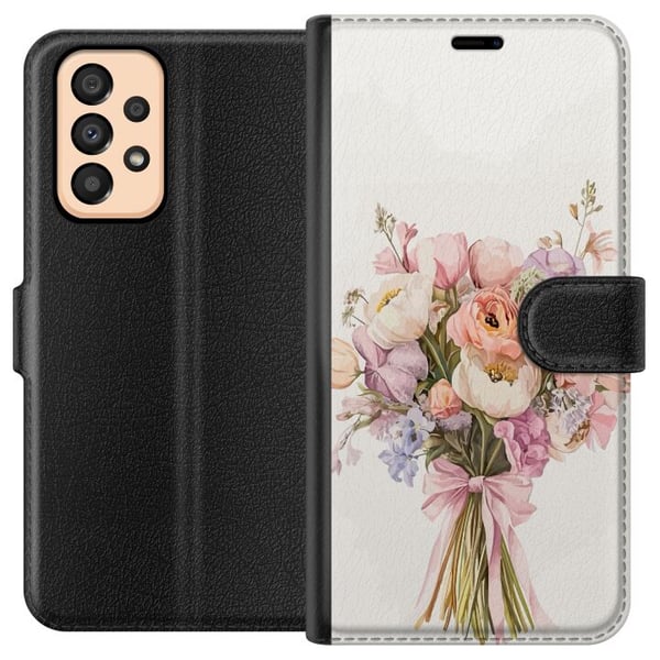 Kompatibel Tegnebogsetui til Samsung Galaxy A33 5G Mobilcover med farverig blomsterbuket i romantisk stil