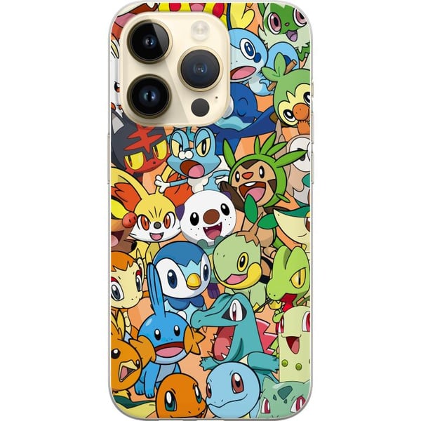 Yhteensopiva Puhelinkuori Apple iPhone 14 Pro Pokémon-design – Pikachu-kollaasi värikkäänä kuvituksena keräilijöille