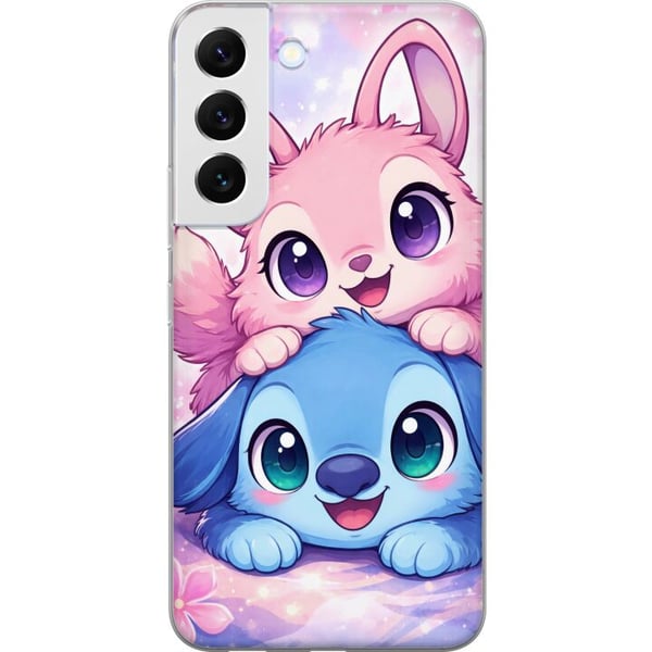 Kompatibelt Mobilskal till Samsung Galaxy S22 5G Söt kawaii-illustration med rosa och blå fantasidjur, stora ögon och mjuka färger, perfekt dekoratio