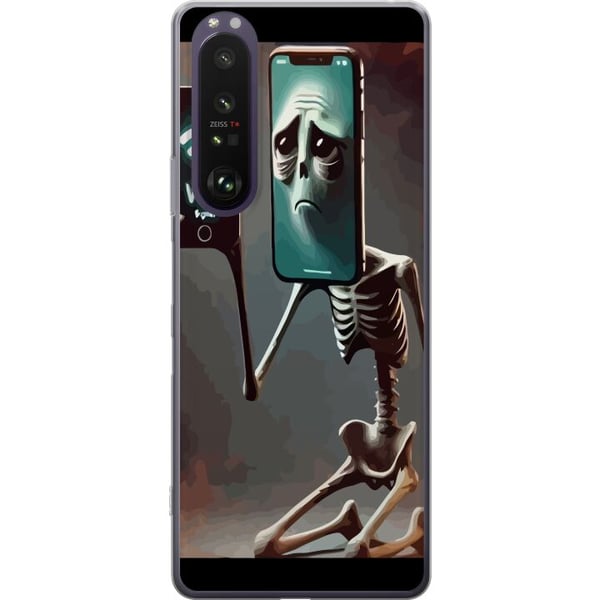 Kompatibel Mobilcover til Sony Xperia 1 III Italiensk Brainrot-motiv – Skelet med mobil og svagt WiFi i unikt design