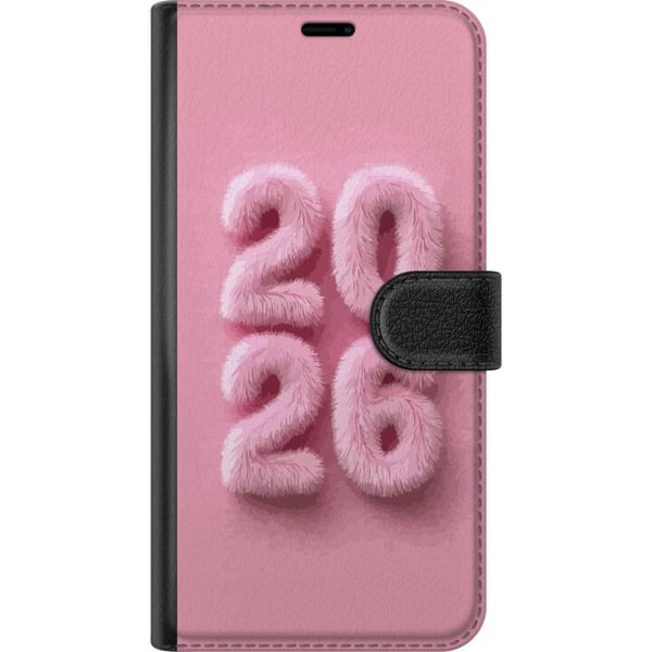 Kompatibelt Plånboksfodral till Apple iPhone 13 Pro Rosa fluff 2026 text i pastell modern nyårstrend med mjuk design perfekt för dekoration och perso