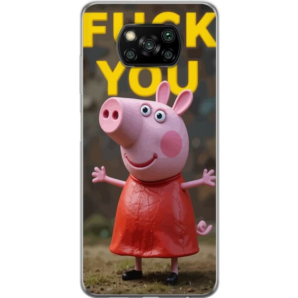 Kompatibelt Mobilskal till Xiaomi Poco X3 NFC Söt tecknad Peppa Pig-liknande grisfigur i rosa med trotsig pose och tydlig text i gult, humoristisk oc