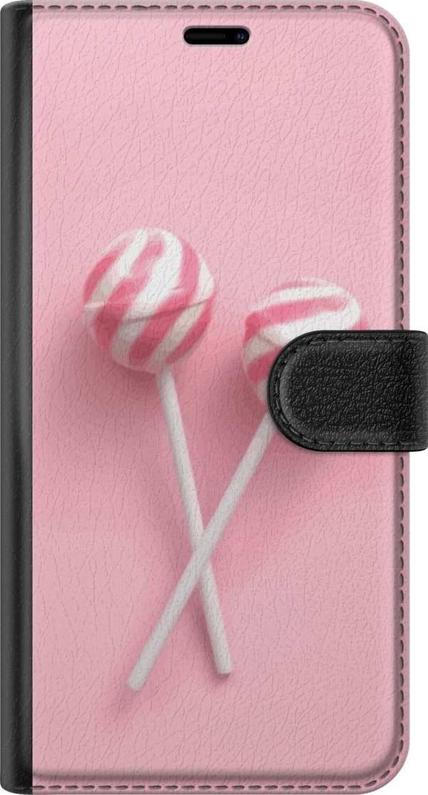 Kompatibel Tegnebogsetui til Samsung Galaxy A33 5G Lyserøde slikkepinde og slikdesign – Sødt pastelmotiv til trendy accessories