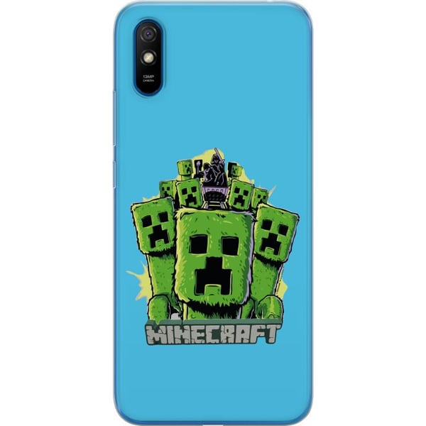 Kompatibel Mobilcover til Xiaomi Redmi 9A Minecraft Creeper-hær i tegneseriestil – grøn Creeper-illustration med klassisk Minecraft-tema for fans af