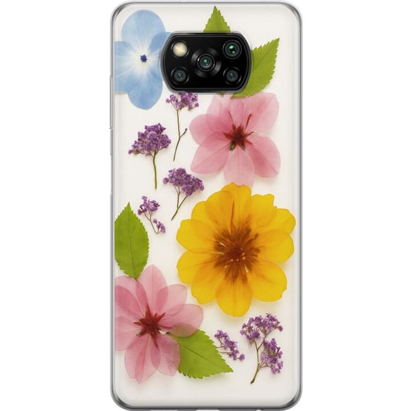 Kompatibelt Mobilskal till Xiaomi Poco X3 NFC Pressade blommor