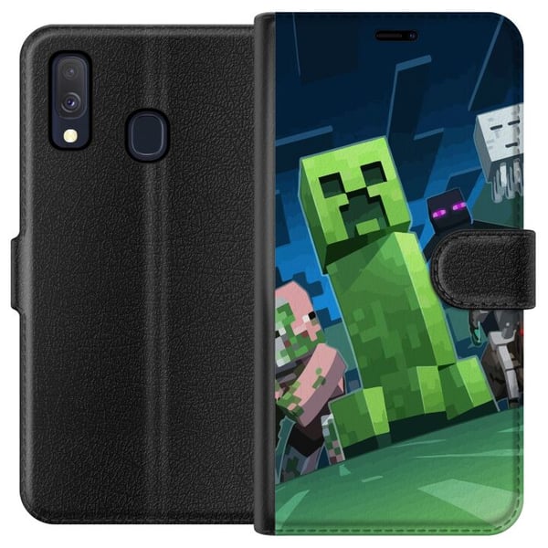 Kompatibel Tegnebogsetui til Samsung Galaxy A40 MineCraft
