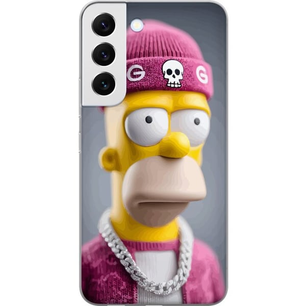 Kompatibelt Mobildeksel til Samsung Galaxy S22 5G Homer Simpson-inspirert figur med rosa lue, kjede og streetstil, perfekt for fans av The Simpsons o
