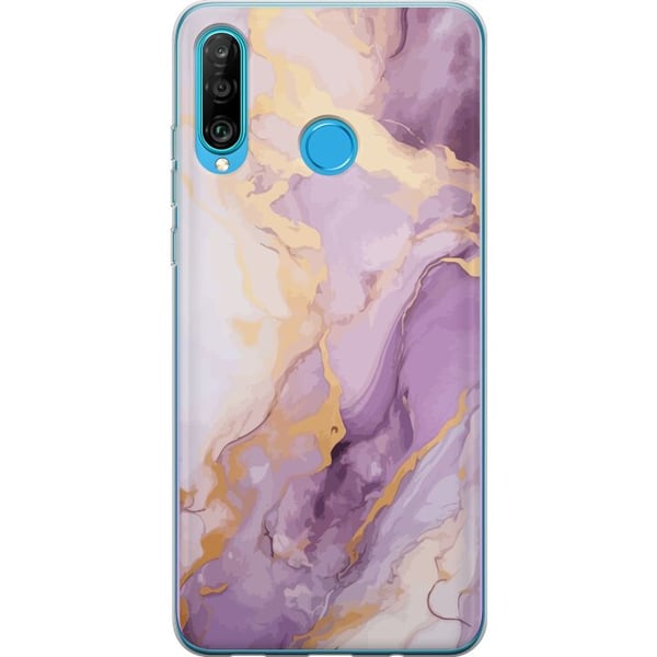 Kompatibelt Mobilskal till Huawei P30 lite Marmor Lila Guld