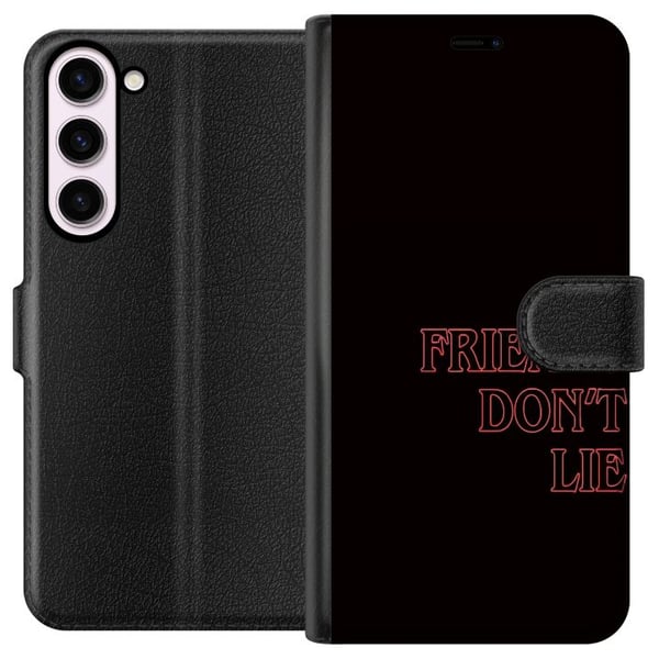 Kompatibel Tegnebogsetui til Samsung Galaxy S23+ Stranger Things Friends Don’t Lie – neonrødt tekstdesign med populært Stranger Things-citat fra seri Kompatibel Tegnebogsetui til Samsung Galaxy S23+ Stranger Things Friends Don’t Lie – neonrødt tekstdesign med populært Stranger Things-citat fra seri