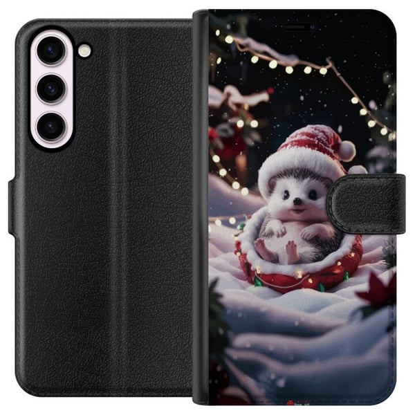 Yhteensopiva Lompakkokotelo Samsung Galaxy S23+ Jouluinen siili söpö talvi kodikkaat valot joulupukin hattu siili söpö joulu ihastuttava loma juliste