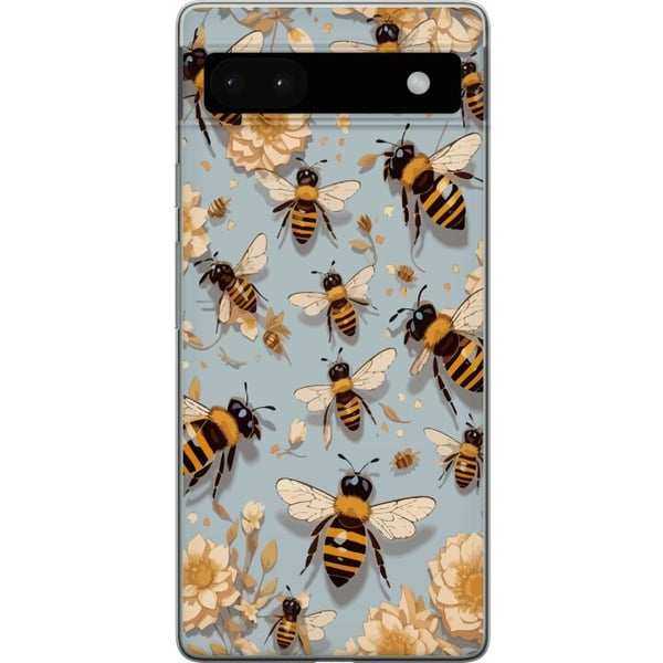 Kompatibel Mobilcover til Google Pixel 6a Bier og blomster blå baggrund naturinspireret design med charme og farve for et sommerligt udtryk