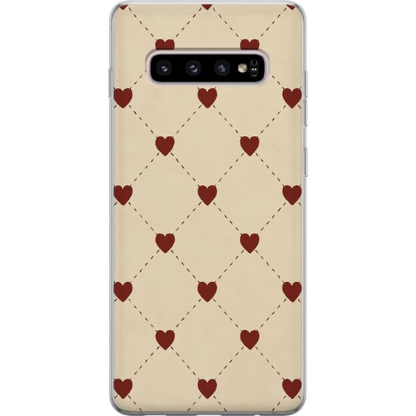 Kompatibelt Mobilskal till Samsung Galaxy S10+ Heart Grid