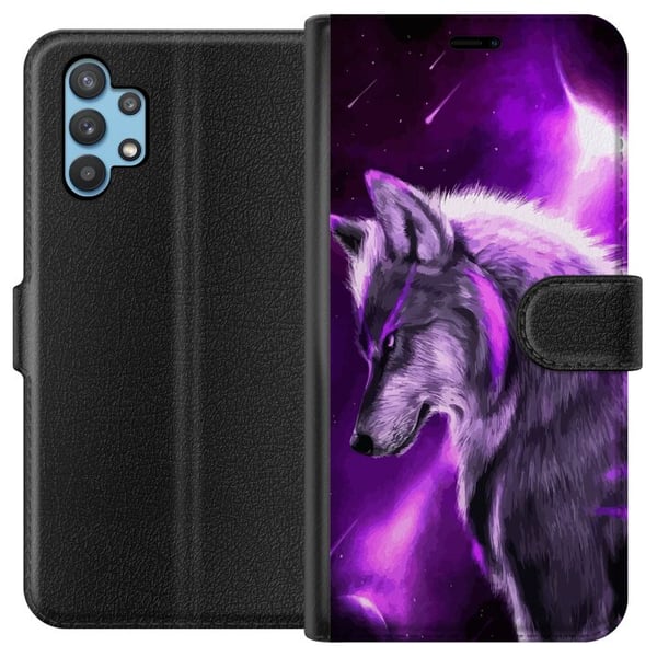 Kompatibelt Plånboksfodral till Samsung Galaxy A32 5G Lila Varg Kompatibelt Plånboksfodral till Samsung Galaxy A32 5G Lila Varg